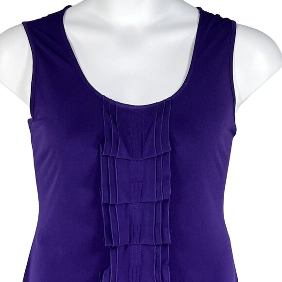 Calvin Klein NWT Womens 14 Purple Sleeveless Cascading Ruffles Dress Stretchy - Picture 3 of 15